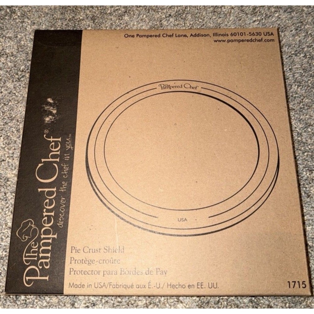 Pampered Chef 10" Pie Crust Shield Protector #1715 Nib Aluminum